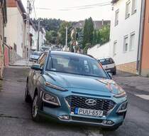 Hyundai Kona, fotografiert in Pécs (HU), August, 2019.