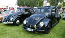 =VW Käfer stehen auf dem Ausstellungsgelände in Bad Camberg anl. LOTTERMANN-Bullitreffen im Juni 2019