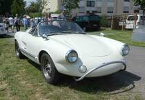 =Enzmann 506 steht auf dem Ausstellungsgelände in Bad Camberg anl. LOTTERMANN-Bullitreffen im Juni 2019. Der Schweizer Emil Enzmann fertigte die Karosserie aus glasfaserverstärktem Kunststoff und montierte sie auf ein VW Käferchassis. Angeblich wurden von 1956 - 1968 ca. 100 Fahrzeuge gefertigt.