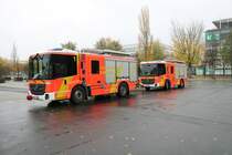 Zwei BF Hannover Mercedes Benz Econic HLF am 16.11.19 auf der Agritechnica in Hannover