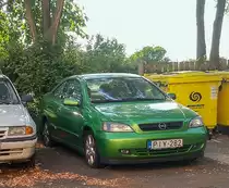 Opel Astra G Coupé, fotografiert in Pécs (Ungarn) in August 2019.