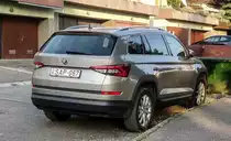 Rückansicht: Skoda Kodiaq (Firmenwagen von SAP SE) . Foto: Pécs (HU), September 2019