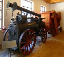 Lokomobile von A.Bauer und Dreschmaschine von K.& R.Jezek im Technikmuseum Bistra/Slowenien, Juni 2016