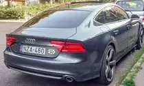 Rückansicht: Audi A7. Foto: August, 2019 in Pécs (Ungarn).