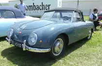 =Denzel-Käfer steht auf dem Ausstellungsgelände in Bad Camberg anl. LOTTERMANN-Bullitreffen im Juni 2019. Der Österreicher Denzel setzte, in den 50er Jahren, auf die Plattform des VW Käfer seine von ihm entwickelte Karosserie.