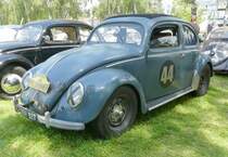 =VW Brezel-Käfer steht auf dem Ausstellungsgelände in Bad Camberg anl. LOTTERMANN-Bullitreffen im Juni 2019