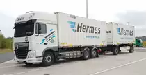 DAF XF der Spedition DIEBEL unterwegs für Hermes im Oktober 2019
