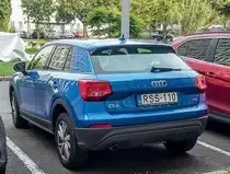 Rückansicht: Audi Q2. Aufnahme: Oktober, 2019 Pécs Ungarn.