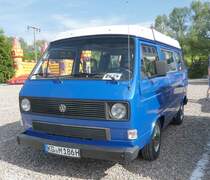 =VW T3 steht beim Bullitreffen in Ostheim/Rhön im Juni 2019