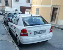 Opel Astra G des Ungarischen Rotes Kreuz (Magyar Vöröskereszt) fotografiert in Pécs (HU), Oktober, 2019.