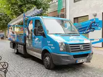 =VW Crafter I von ENGELHARDT steht im September 2019 an der Rathausbaustelle in Hünfeld