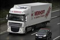 DAF in WHITE: DAF XF105.460  SuperSpaceCab  der WEMHOFF Internationale Spedition&Transporte aus Langenberg
