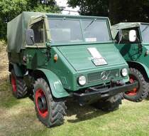 =Unimog U 411 (SR 829), Bj. 1962, 32 PS, präsentiert auf dem Ausstellungsgelände in Gudensberg im Juni 2019