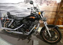 Harley Davidson FXDB  Sturgis , limitierte Serie, Baujahr 1991, erstes Serienmotorrad mit wartungsfreiem Riemenantrieb, 1338ccm, 60PS, Sonderausstellung im NSU-Museum, Sept.2014