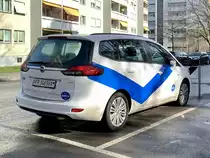 Heckansicht des Opel Zafira der am 30.1.2020 in Bern parkiert ist.