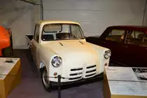 DAF Handywagon. 1965 - 1967. Im Jahr 1964 suchte die Arkansas Louisiana Gas Company (ARKLA) nach einem ökonomisch, kleinen Pickup mit Automatigetriebe und einer Zuladungskapazität von 250 Kilogramm. Die Konstrukteure in Eindhoven entwarfen den Handywagon, der beim Auftraggeber gefiel. 100 Fahrzeuge wurden an den Auftraggeber geliefert. Die Motorisierung stammt vom DAF 750. DAF Museum Eindhoven im Januar 2017.