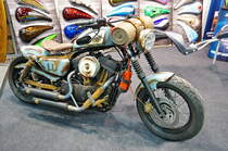 Unbekannte Schönheit mit eigenwilligem Farbdesign. Foto: BMT (Berliner Motorrad Tage) Febr. 2020