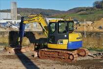 Dieser kleine Komatsu PC 80MR Raupenbagger, hatte am vergangenen Wochenende etwas unter dem Hochwasser in seiner Baugrube gelitten. Mersch. 07.02.2020