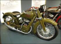 Jawa 350 SV mit Elektrostarter, Hinterradantriebswelle. Baujahre 1931 Konstrukteur: G. W. Patchett, Sonderausstellung Jawa in Nationales Technisches Museum Prag am 8.1.2020