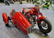 Harley-Davidson Tricycle Panhead. Bauj. 1951. Mtor mit 94cui (1540ccm). Aufgebaut durch Chili Custom Motors GmbH in 13 Monaten.  Foto: BMT (Berliner Motorrad Tage) Febr. 2020