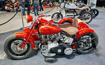 Harley-Davidson Tricycle Panhead. Bauj. 1951. Mtor mit 94cui (1540ccm). Aufgebaut durch Chili Custom Motors GmbH in 13 Monaten.  Foto: BMT (Berliner Motorrad Tage) Febr. 2020