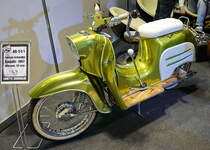 Simson Schwalbe KR-51/1 von 1967. 50ccm. Umbau von Fußschaltung auf Handschaltung. Foto: BMT (Berliner Motorrad Tage) Febr. 2020