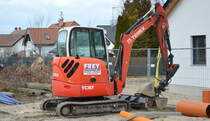 Mini/Kompaktbagger TEREX TC37 der Fa. FREY OHG (Mietbaumaschine) am 18.02.20 Baustelle Golm (Potsdam). 