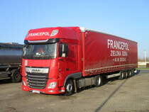 Polnischer DAF Sattelzug,am 08.Februar 2020,auf dem Rastplatz Demminer Land,an der A 20.