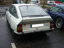 Heckansicht eines Citroen GS Pallas. Besucherparkplatz der Düsseldorfer Classic Remise am 23.02.2020.