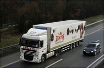 DAF XF105.410  SpaceCab   der ZENTIS-Logistik aus Aachen. ZENTIS Logistik ist ein Tochterunternehmen des Fruchtverarbeiters Zentis GmbH & Co. KG und wurde 1998 am Standort Aachen gegr�ndet. Mit einer Flotte von 70 Fahrzeugen ist ZENTIS ein Spezialist im Berreich von Tiefk�hltransporten und setzt die Fahrzeuge schwerpunktm��ig in Westeuropa ein. 