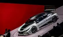 Nissan Nismo Elektro GT Rennwagen, ausgestellt auf dem Autosalon Genf, 2019.