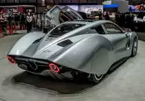 Hispano Suiza Carmen (Rückansicht), ausgestellt auf dem Autosalon Genf, 2019.