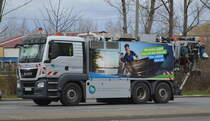 Ein MAN TGS 26.440 Abwasserspülfahrzeug der Berliner Wasserbetriebe am 13.03.20 Berlin Marzahn.