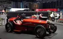 Die Firma Devinci produziert Autos im 1930ern Rennwagen-look, mit Elektroantrieb, hier ist die Devinci Adele zu sehen. Autosalon Genf, 2019.