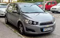 Chevrolet Aveo T300, aufgenommen in Pécs, August 2019.