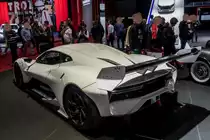Rückansicht: Brabham BT62. Foto: Autosalon Genf, 2019.