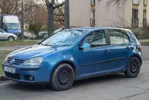 VW Golf V. Foto: Januar, 2020, Pécs, Ungarn.