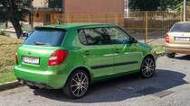 Skoda Fabia II in  Rallye Grün . Foto: September, 2019, Pécs, Ungarn.