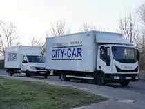 MAN TGE mit Kastenaufbau und Iveco Eurocargo mit Kastenaufbau in Neubrandenburg am 15.03.2020