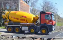 Ein MB AROCS 3226 Betonmischfahrzeug der Fa. TSN-Beton am 24.03.20 Bf. Wellen (Magdeburg).