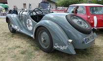=BMW 328 steht auf dem Austellungsgelände beim Oldtimertreffen in Ostheim, 07-2019