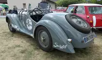 =BMW 328 steht auf dem Austellungsgelände beim Oldtimertreffen in Ostheim, 07-2019