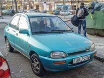 Dieser Mazda 121 parkte am Ostbahnhof in Budapest am 23.01.2020.