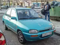 Dieser Mazda 121 parkte am Ostbahnhof in Budapest am 23.01.2020.