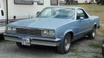 =Chevrolet El Camino steht auf dem Austellungsgelände beim Oldtimertreffen in Ostheim, 07-2019