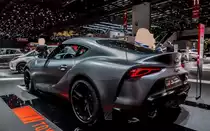 Dieser Toyota Supra GR wurde auf dem Autosalon Genf, 2019 ausgestellt.