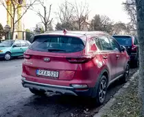 Rückansicht: Kia Sportage QL Facelift. Foto: Januar, 2020 in Budapest, Ungarn.