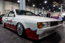 VW Scirocco II mit umstellbarem Fahrwerk  Kindair , und mit Kinder Überraschungsei Lackierung. Foto: AMTS, März, 2019, Budapest.