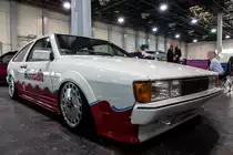 VW Scirocco II mit umstellbarem Fahrwerk  Kindair , und mit Kinder Überraschungsei Lackierung. Foto: AMTS, März, 2019, Budapest.