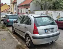 Rückansicht: Citroen C3, fotografiert in Oktober, 2019.